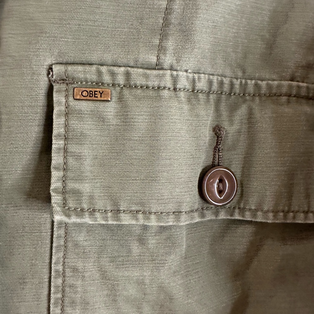 Obey Shacket/Overshirt Women Small Military Green/Cross Embr Button Up - Picture 6 of 6